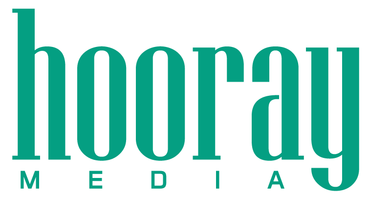 Hooray Media logo in teal green, featuring a bold and modern serif font. Hooray Media publishes Tampa Bay Parenting, Tampa Bay Date Night Guide, Orlando Parenting, and Orlando Date Night Guide.