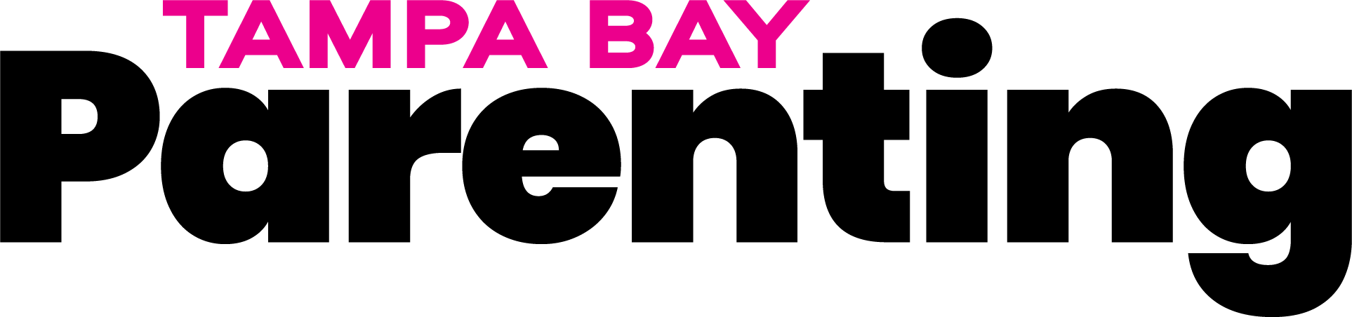 Logo for Tampa Bay Parenting Magazine, featuring a modern design with clean lines and text in pink containing the words 'TAMPA BAY' in smaller font and the word 'Parenting' in a larger font, with TAMPA BAY centered between the 'P' and the 't' in Parenting. The Tampa Bay Parenting Magazine logo represents the family-orientated monthly magazine and publication Tampa Bay Parenting Magazine that has provided a monthly subscription print magazine, resources and information for parents in the Tampa Bay and surrounding west central Florida area since 2006. Tampa Bay Parenting is part of Hooray Media Group.